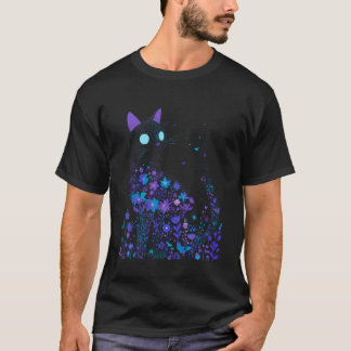 T-shirt Chat dans les Fleurs Hommes Femmes Enfants Cottage