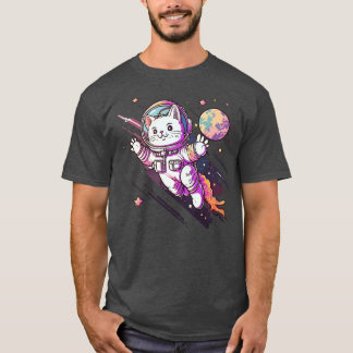 T-shirt Chat dans l'espace Amusant Chat Cadeau Retro Vinta