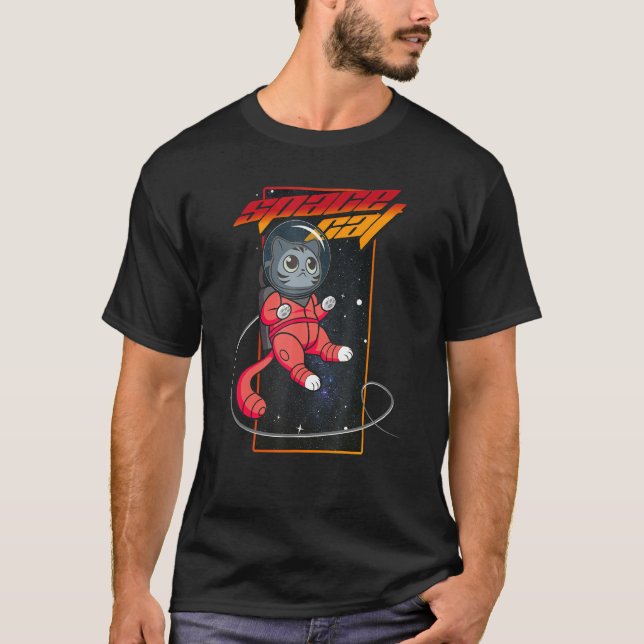 T-shirt Chat dans l'espace Chat spatial Nerd (Devant)