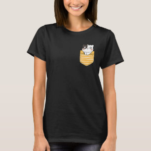 T-shirt Chat Dans Ma Poche Jaune Pocket Line Chat