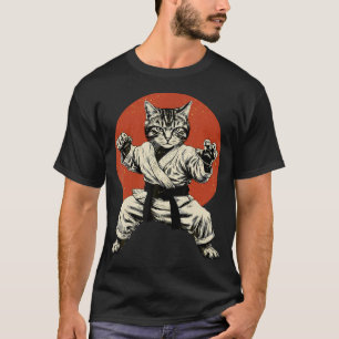 T-shirt Chat d'arts martiaux Karaté Judo Drapeau japonais 