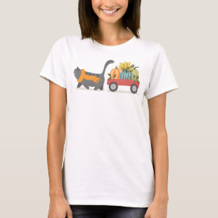 T-shirt Chat d'automne et Citrouilles