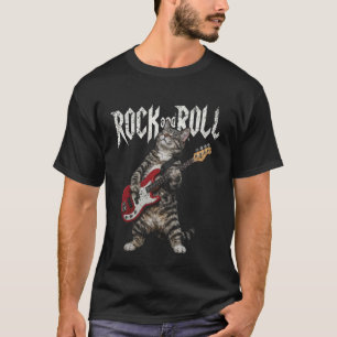 T-shirt Chat de basse de guitare Rock N Roll Rétro Guitari