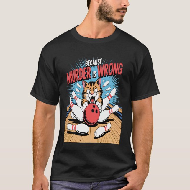 T-shirt Chat de bowling drôle parce que l'humour contre le (Devant)