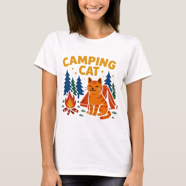 T-shirt Chat de camping (Devant)