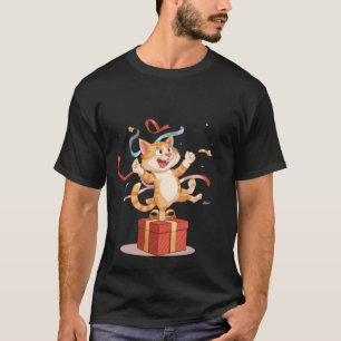 T-shirt Chat de Célébration Heureux - Jeune Chat Exité sur