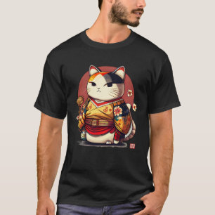 T-shirt Chat de chance Kanji Geisha Japonaise Traditionnel