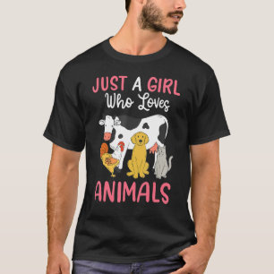 T-shirt Chat De Chien De Vache Juste Une Fille Qui Aime Le
