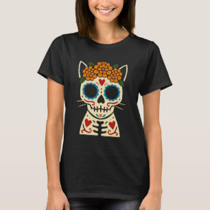T-shirt Chat de crâne à sucre - Día de los Muertos Folk Ar