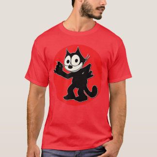 T-shirt Chat de dessin animé Feli Rouge Coucher de soleil