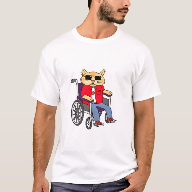 T-shirt Chat de fauteuil roulant (Devant)