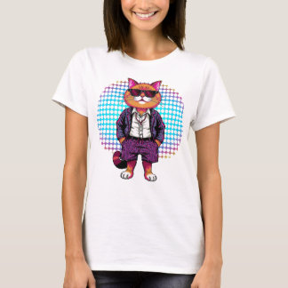 T-shirt Chat de fête en lunettes de soleil - Disco Outfit