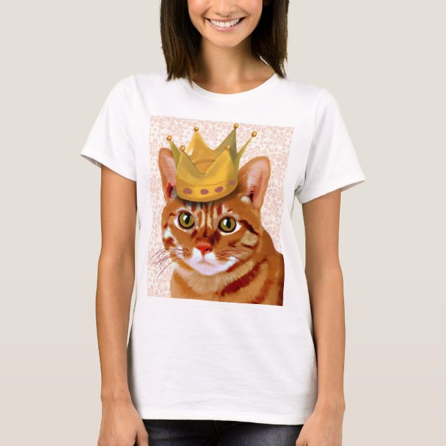 T-shirt Chat de gingembre avec Portrait de Couronne (Devant)