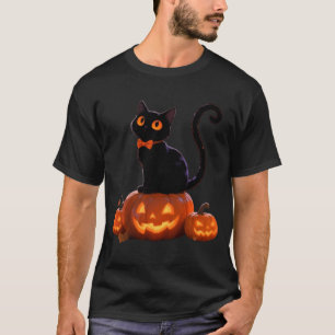 T-shirt Chat de Halloween Citrouille Chat Noir Performance