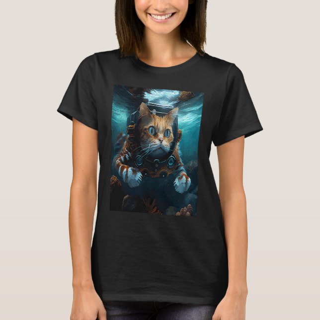 T-shirt Chat de jeu sous-marin (Devant)