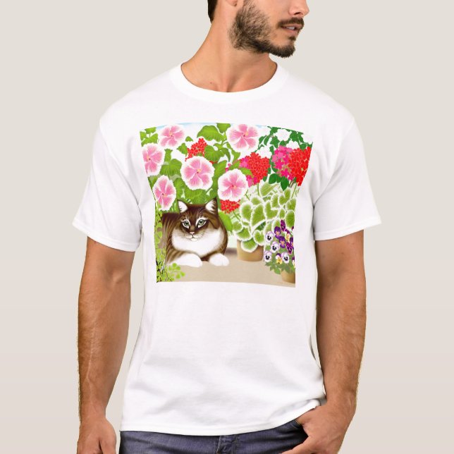T-shirt Chat de jungle de jardin (Devant)