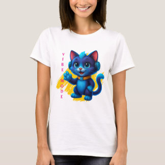 T-shirt Chat de Kawaii avec écouteurs