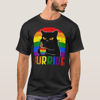 T-shirt Chat de la Fierté LGBT Café Drapeau Arc-en-ciel Al