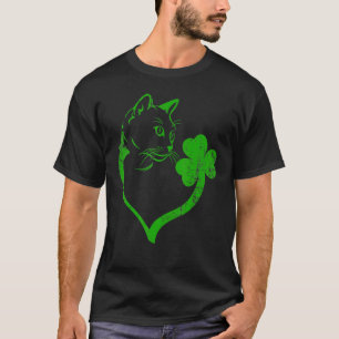 T-shirt Chat de la Saint-Patrick Silhouette Trèfle St Padd