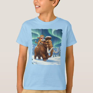T-shirt Chat de l'âge de glace à l'arrière d'un mammouth t