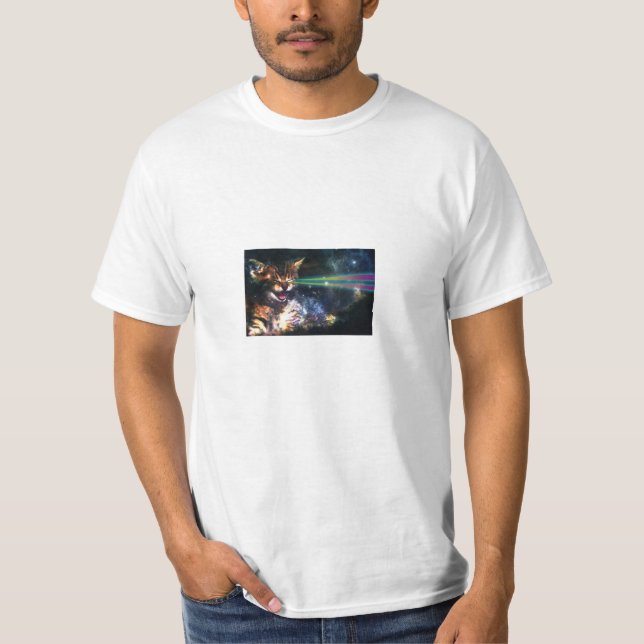 T-shirt Chat de laser dans l'espace (Devant)