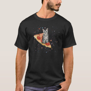 T-shirt Chat de l'espace drôle sur la galaxie de pizza Kit
