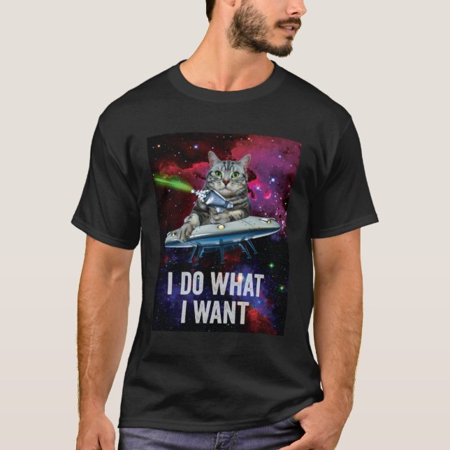T-shirt Chat de l'espace extraterrestre UFO (Devant)