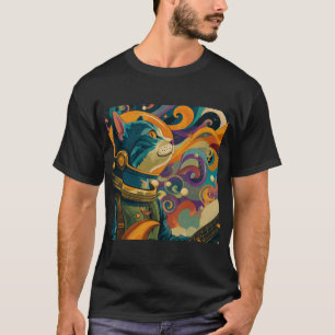 T-shirt Chat de l'espace hypnotique rétro