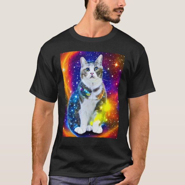 T-shirt Chat de l'espace Kitty Chat dans le style de chat  (Devant)