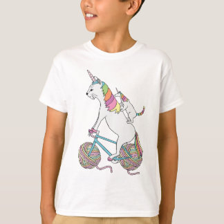 T-shirt Chat de licorne d'équitation de licorne de chat