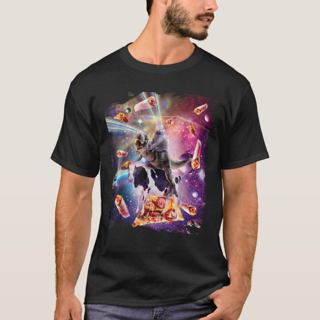 T-shirt Chat de l'oeil laser de la vache Dinosaur Rainbow  (Devant)