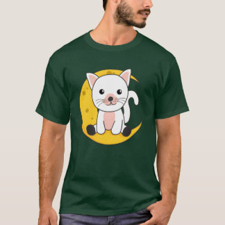 T-shirt Chat de lune Animaux mignons pour les amis de la n