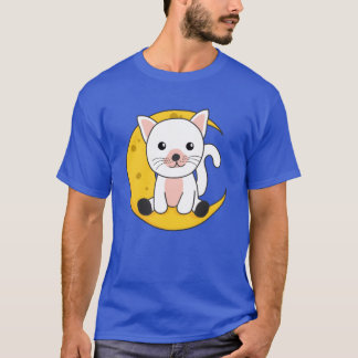 T-shirt Chat de Lune Animaux Mignons Pour Les Amis de Nuit