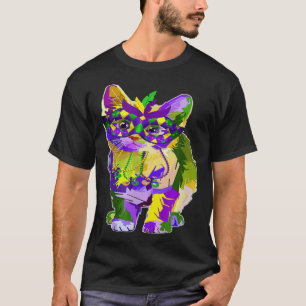 T-shirt Chat de Mardi Gras aquarelle portant un masque de 