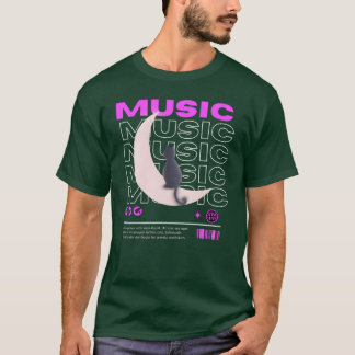 T-shirt Chat de musique sur la vintage lune