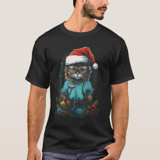 T-shirt Chat de Noël Anesthésiologiste Drôle Chat Médical