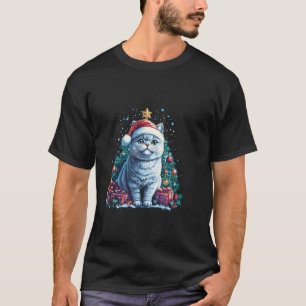 T-shirt Chat de Noël avec Casquette de Noël British Shorth