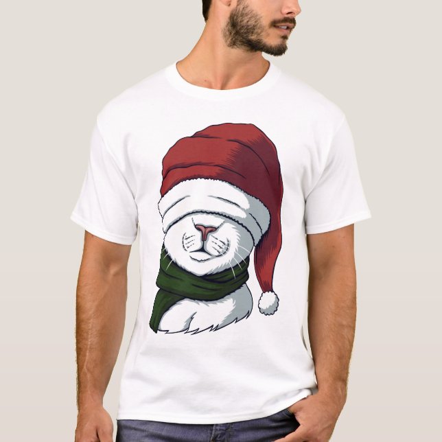 T-shirt Chat de Noël cool (Devant)