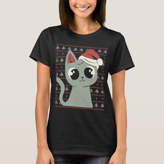 T-shirt Chat de Noël de Noël drôle (Devant)