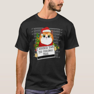 T-shirt Chat de Noël J'ai renversé l'arbre de Noël