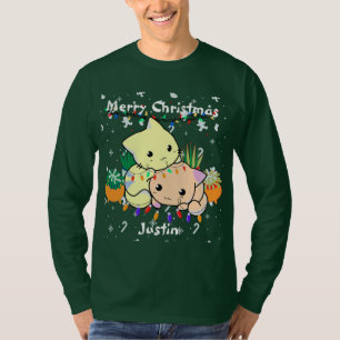 T-shirt chat de noël mignon, personnaliser texte personnal