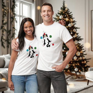 T-shirt Chat de Noël noir blanc Tuxedo