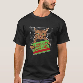 T-shirt Chat de Noël Tiré de la chatte abattu l'arbre4682p