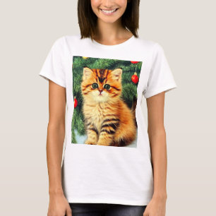 T-shirt Chat de Noël Vintage