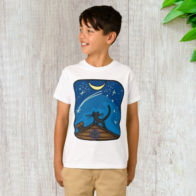 T-shirt Chat De Nuit Sur Un Toit (Créateur téléchargé)