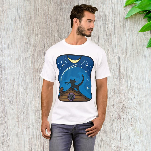 T-shirt Chat De Nuit Sur Un Toit (Créateur téléchargé)