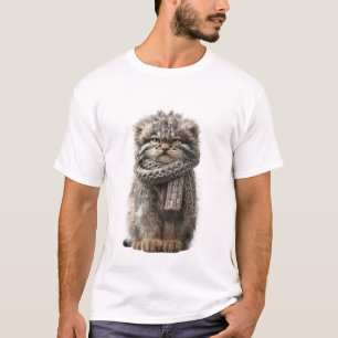 T-shirt Chat de Pallas grincheux en écharpe tricotée