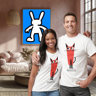 T-shirt Chat de Pause Gênante Dessin Animé Minimaliste D