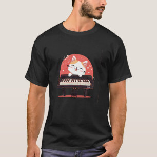T-shirt Chat de piano cool avec costume de clavier pour ho
