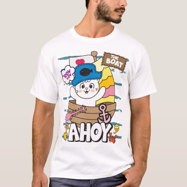 T-shirt Chat de pirate mignon (Devant)